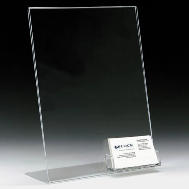 custom acrylic sign holder 8.5x11 with business card