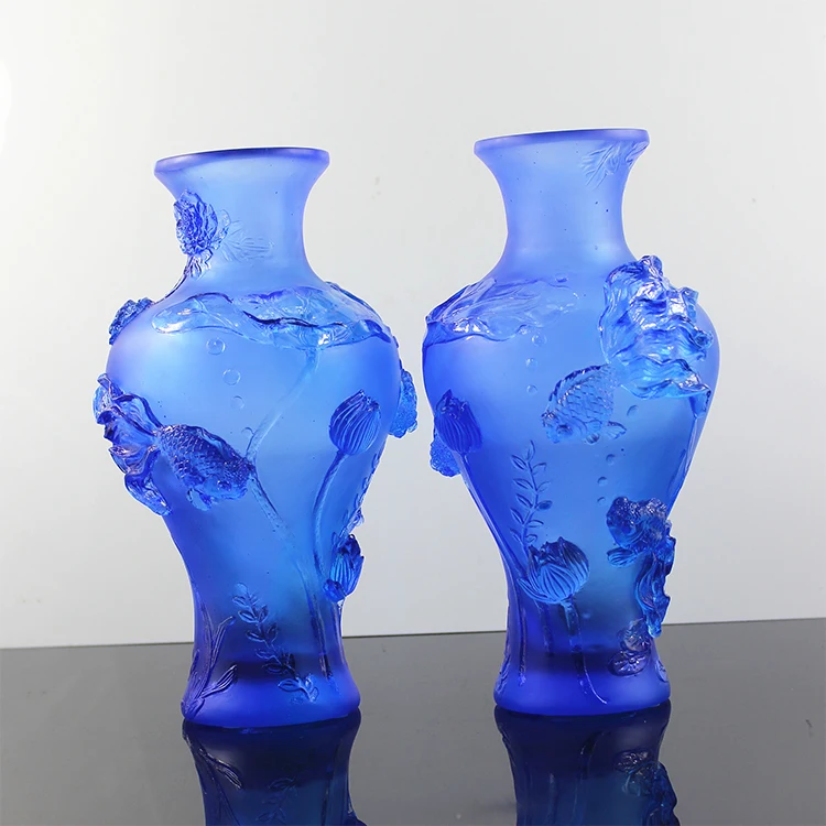 Glass vases wholesale cheap custom design glass bottle BLUE art glass flower bottle
