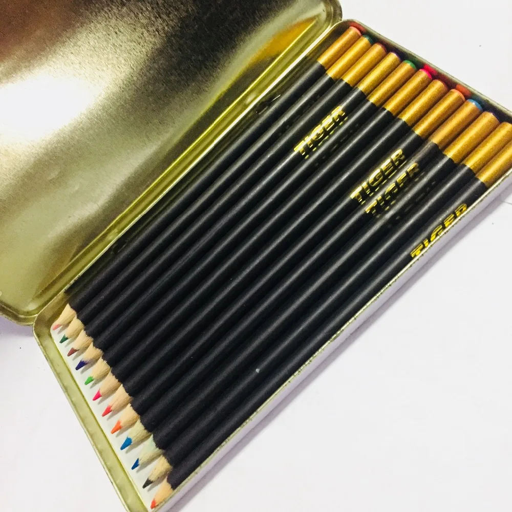 
china custom wooden Colored Pencil Set in Tin Box 