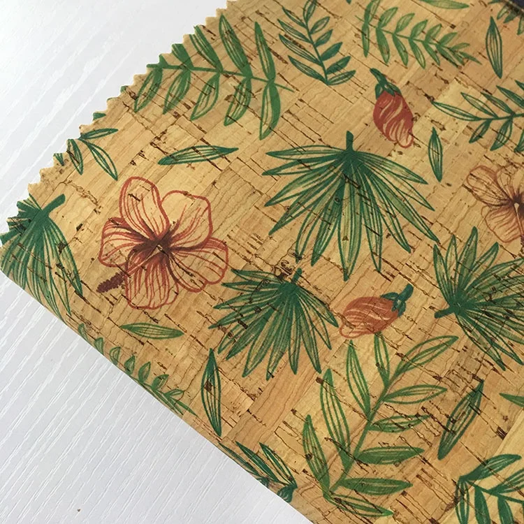 high quality new colorful  printed Natural cork leather Fabric patterned with candy