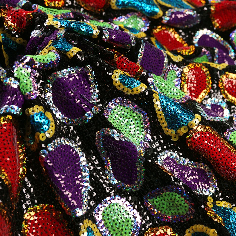 
Supplier wholesale custom polyester African colorful sequin fabric for women 