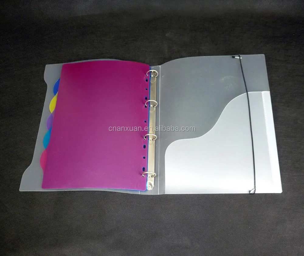 A6 diary elastic file folder with ring clip,Separate page folder