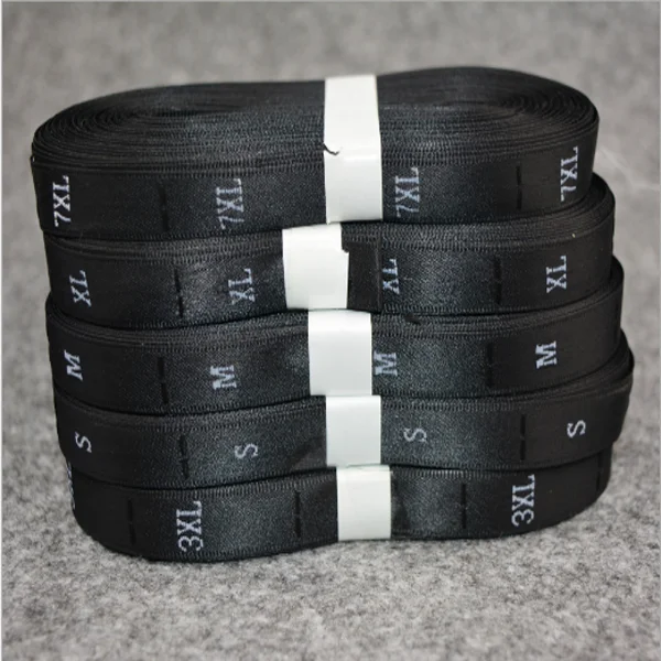 Custom high quantity size standard woven label roll, size label for clothing