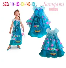 2015 Children Dress Cartoon Anna Elsa Girls Princess Dresses Fashion Performance Kids Party Dress Baby Lace