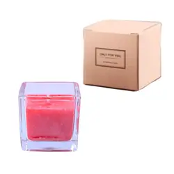 Handmade Gift Wholesale Private Label Classic Mini Square Clear Glass Jar Smokeless Scented Soy Wax Candle For Home Decor