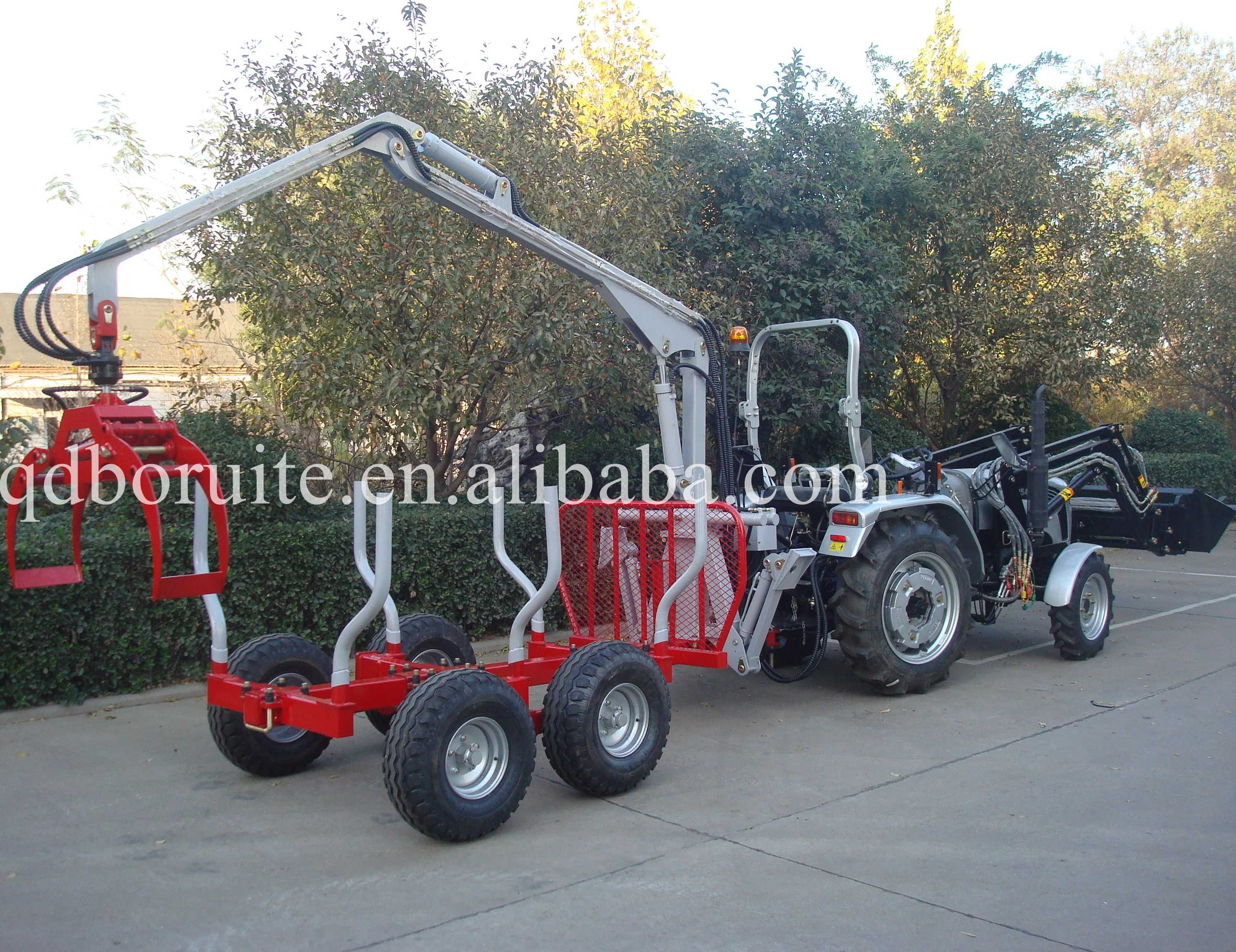 CE Certificate 5 Tons Log Loading Trailer with Crane