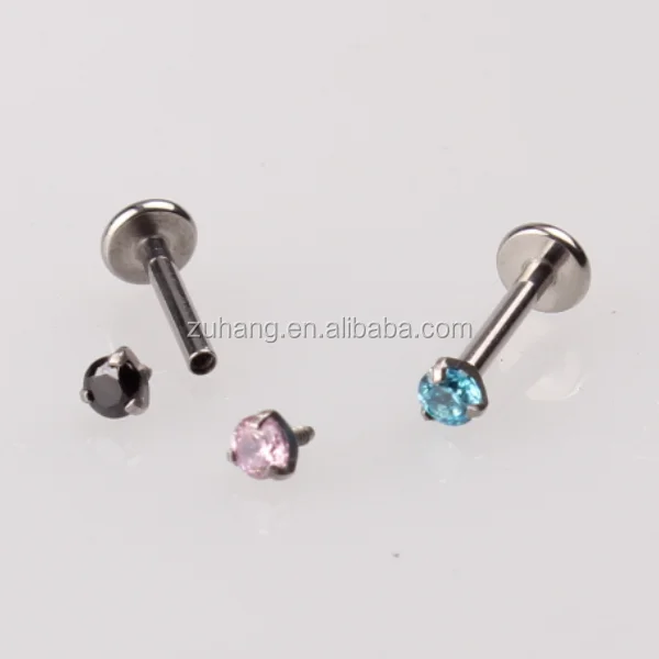 Твердый титановый Labret ASTM F136 с набором зубцов CZ Gem