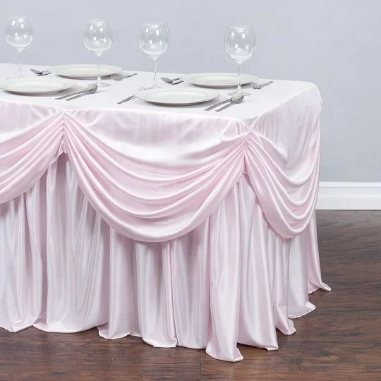 Drape Chiffon Tablecloth Pleated table cloth Skirt White
