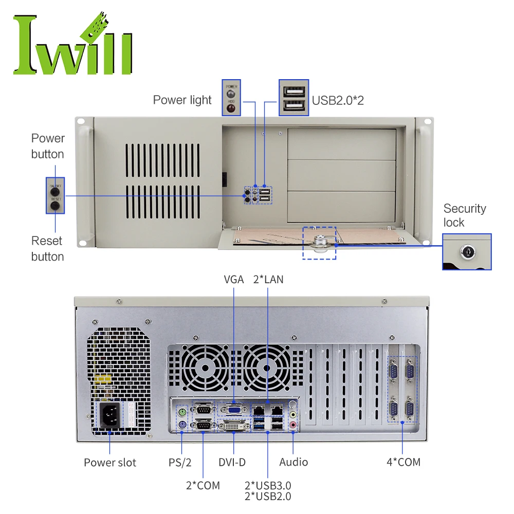  4U стойка сервера Core 6th/7th i3 i5 i7 CPU H110 3 * PCIE 4 PCI 6