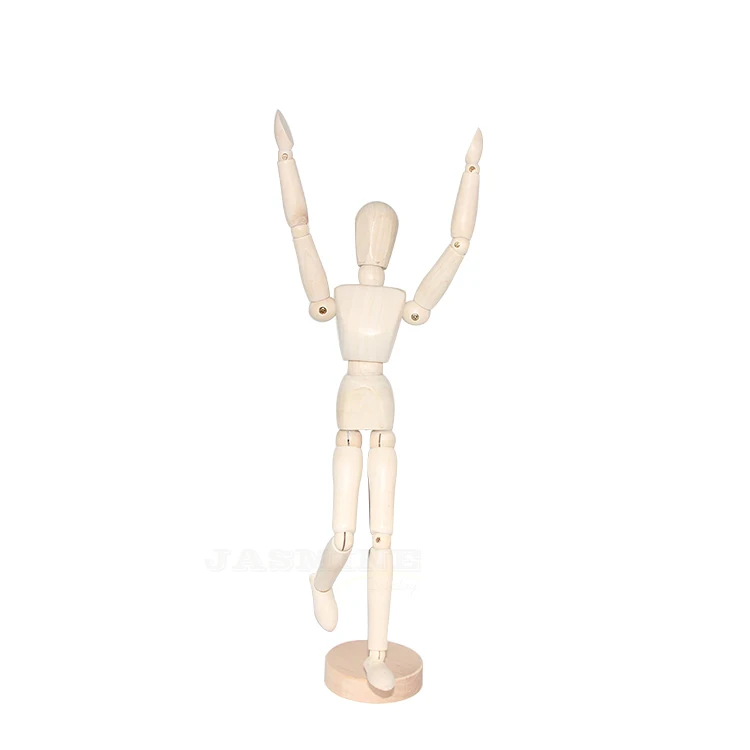 Manikin Movable Limbs Adjustable Human Mannequin Artists Wooden Ready to Ship 30cm Stand Men Wood Wig Stand with Head for Adults