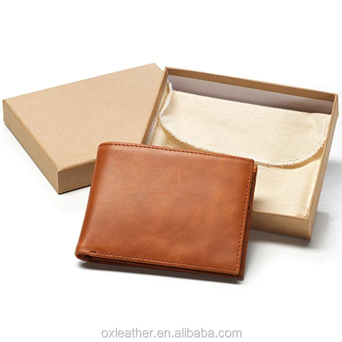 RFID Blocking Bifold Slim Genuine Leather Thin Minimalist Front Pocket Passcase Bifold Leather Wallet with RFID/NFC Blocking