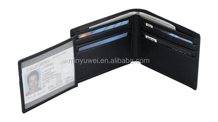RFID Blocking Mens Leather Wallet ID card holder Bifold Trifold wallet for men