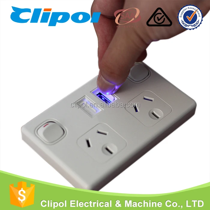 Caravan Bipolar Power Point 2 Port Dual USB Charger with Switch Approved