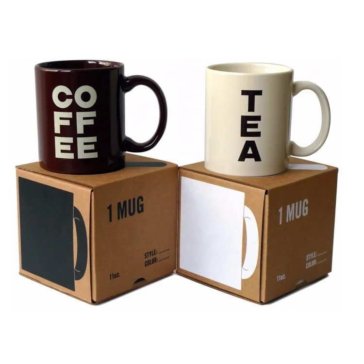 Corrugated coffee water cup box custom ceramic mug products packaging mailing shipping box