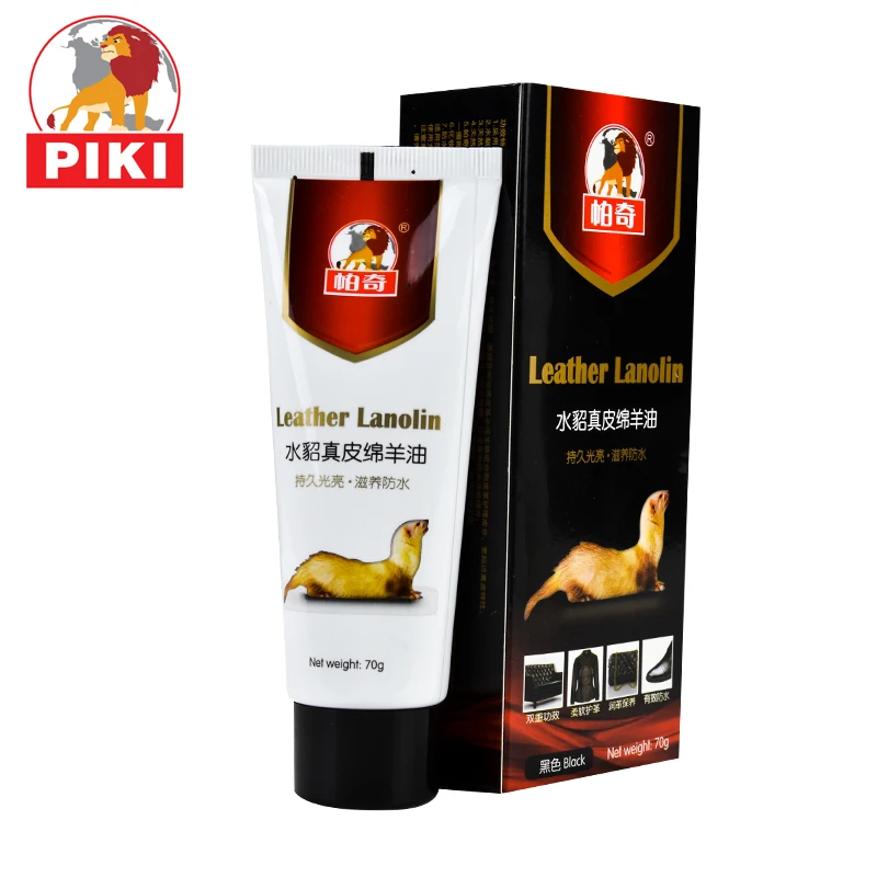 PIKI Cleaning & Care Shoe Polish Cream Mink Oil 70g Black Brown Neutral Color Leather Lanolin PA-818