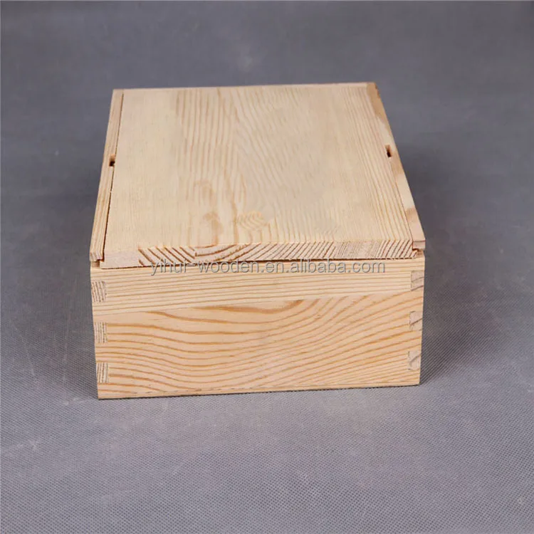 wholesale unfinished custom wooden tea box with sliding lid