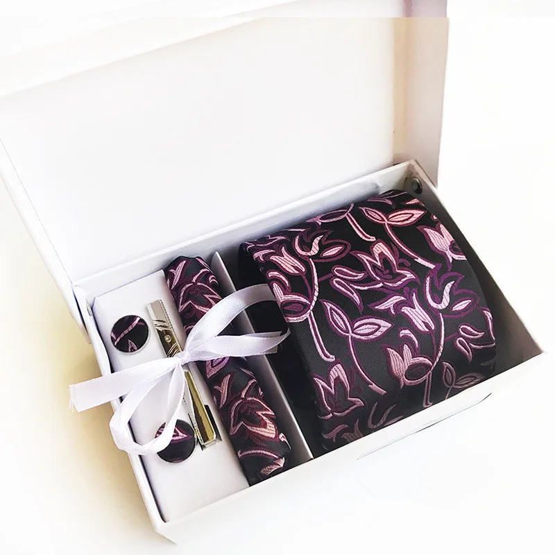 Best selling products dark color microfiber paisley christmas gift set men tie set gift