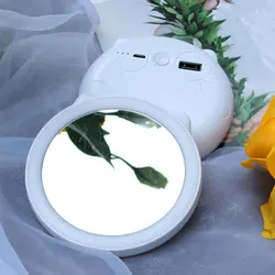Handheld pocket travel power bank led lighted makeup vanity mirror