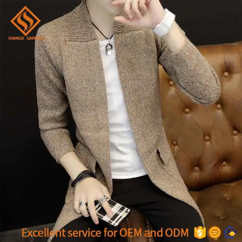 Мужской вязаный кардиган с длинным рукавом в Корейском стиле