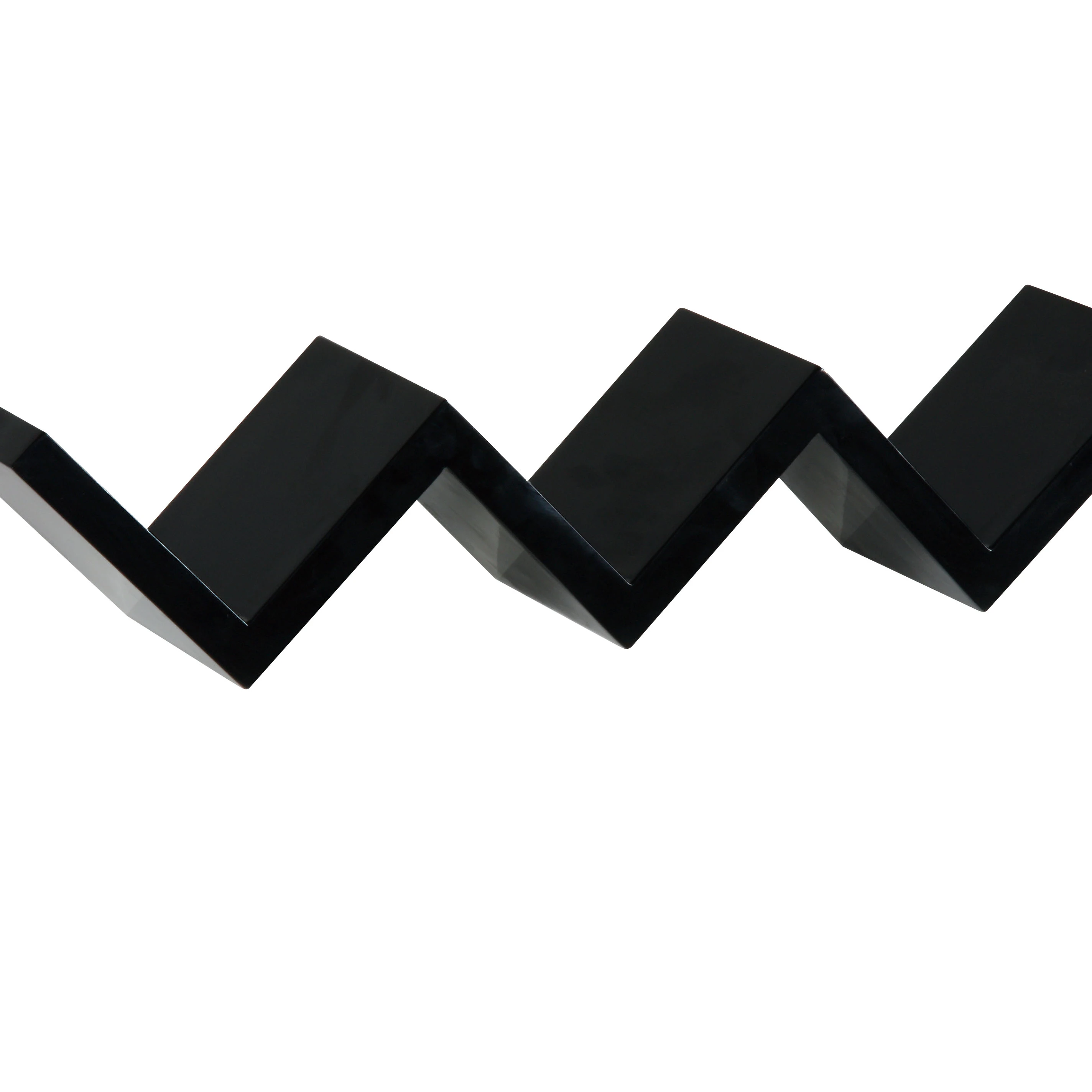 Latest z shape design fashionable modern black wood mdf wall mount shelf for home decoration