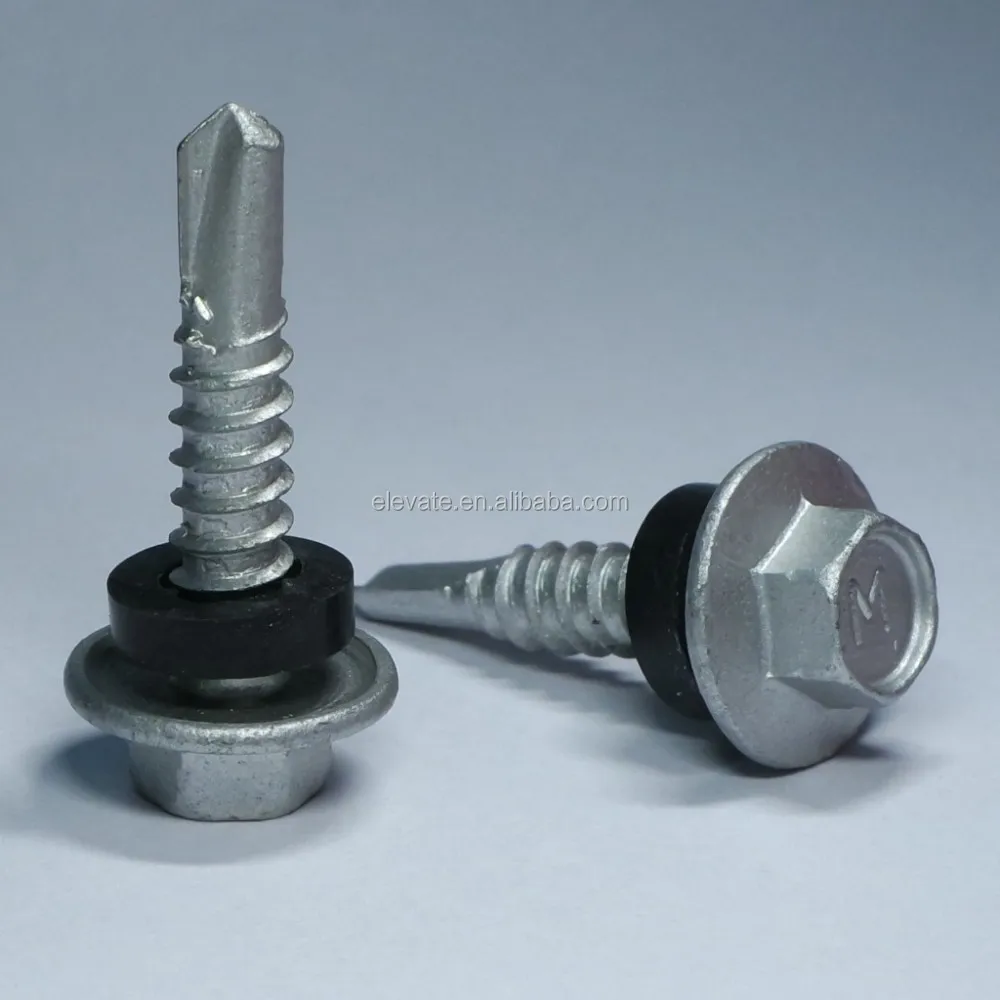 Indented Hex Washer Head 5/16 AF BSD thread No.1 Reduce Point Bonded Washer Self Drilling Screw