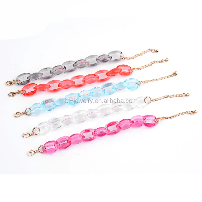 Fashion Acrylic Resin Plastic Lucite Chunky Chain Bracelet Women Bracelet
