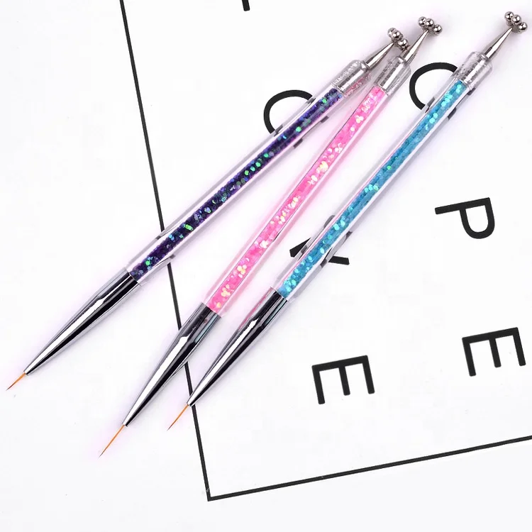 
Double Use Flower Magnet Pen Plastic Acrylic Handle Nylon Liner Painting Nail Brush Nylon Stripe Brush Cat Eye Magnetic Pen 