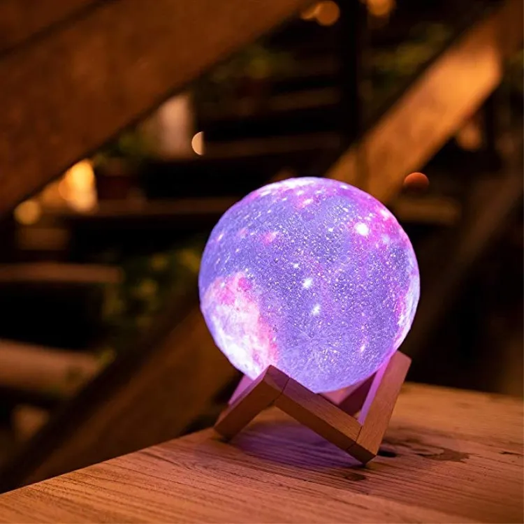 New!!! Decorative Starry Sky Space Night Light Tap Control 3 Colors 15cm Painted 3D Moon Lamp