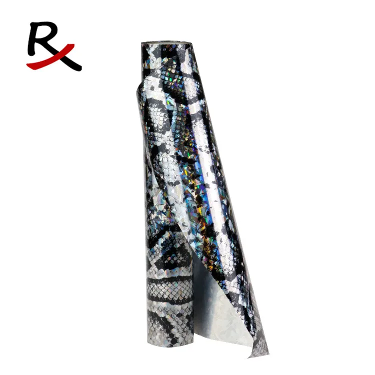5005 hot fashion snake pattern broken glass laser foil for handbag leather pu shoes