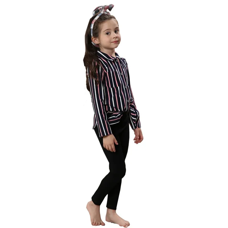 
Customized brand fashion baby girl cotton stripes shirt kids tops 