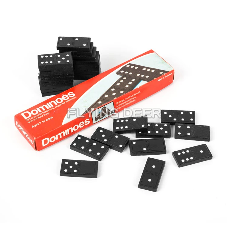 Hot Selling Black Double Six Domino Set With Plastic Box