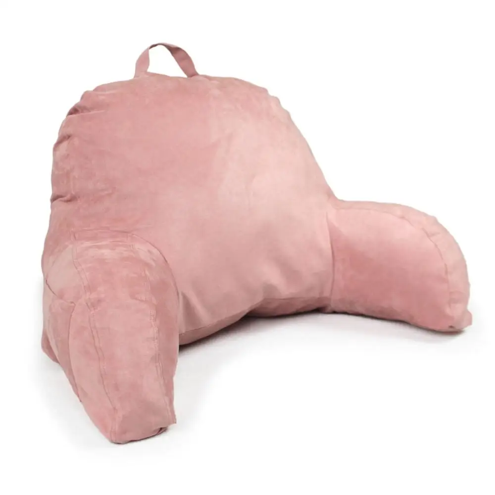 Microsuede Bedrest Pillow Pink - Best Bed Rest Pillows with Arms for Reading in Bed