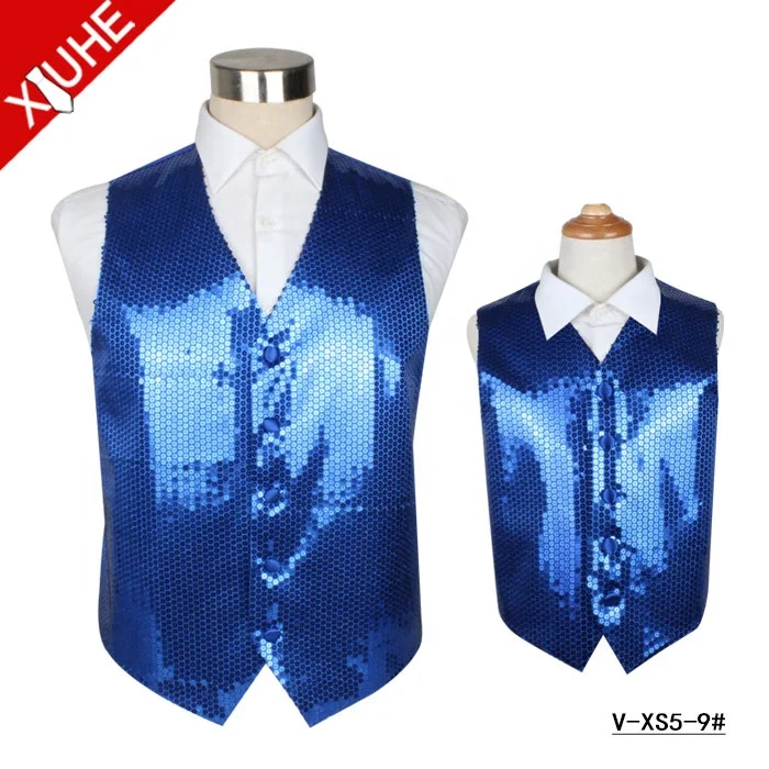 Chinese Supplier Colorful Dance Unisex Vest Party Dress Sequin Children Waistcoat for Men