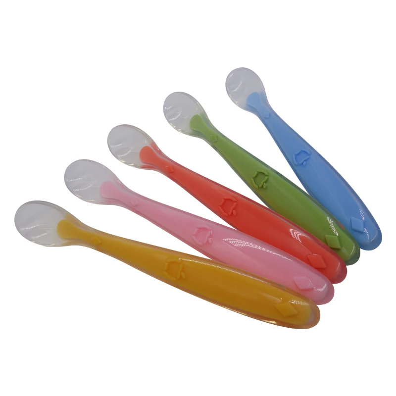 Amazon Hot Sale Baby Feeding LFGB Approved BPA Free Soft Silicone Baby Spoon