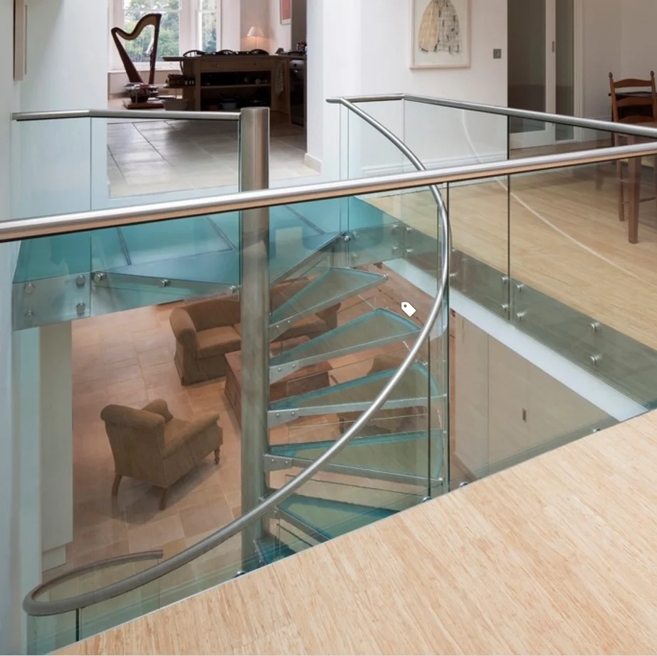 
Steel glass spiral staircase stairs with modern railing 