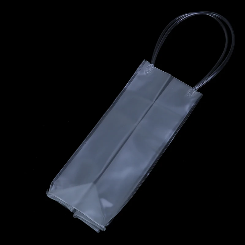 Durable Clear Transparent PVC Champagne Wine Ice Bag Pouch Cooler Bag With Handle