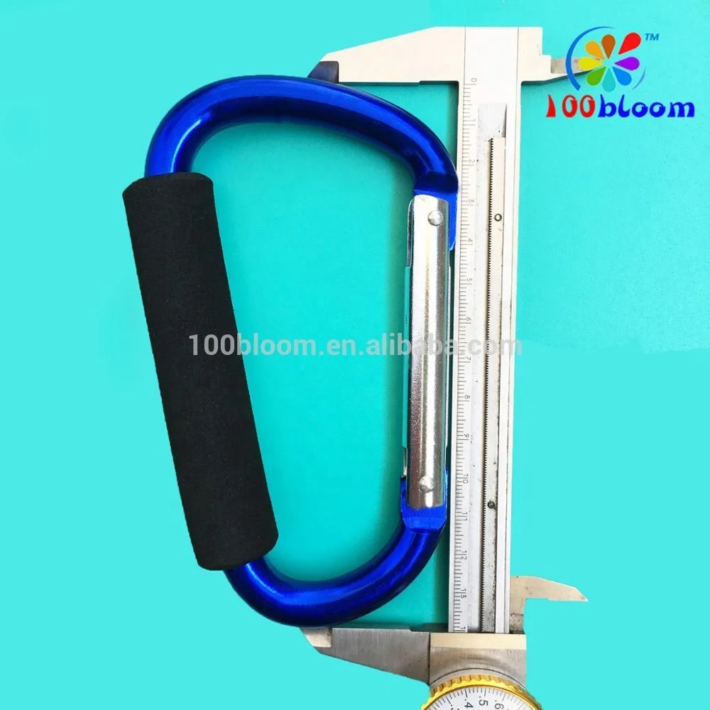 
Factory sell 14cm large aluminum carabiner hook mommy stroller hook with sponge handle 