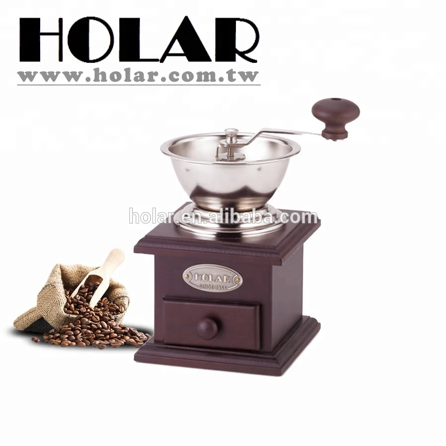 [Holar] Taiwan Made Classic Style Wooden Coffee Mill with Cast Iron Grinder