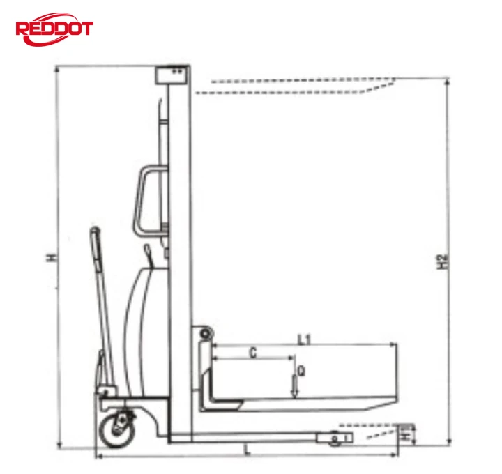 REDDOT high quality 1ton 1.5 ton 2 ton hydraulic semi electric stacker