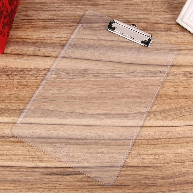 A4 Folder Writing Board PP Clip File Transparent Plastic Belt Scale Bulletin Pad Board Document Clip Office Supplies