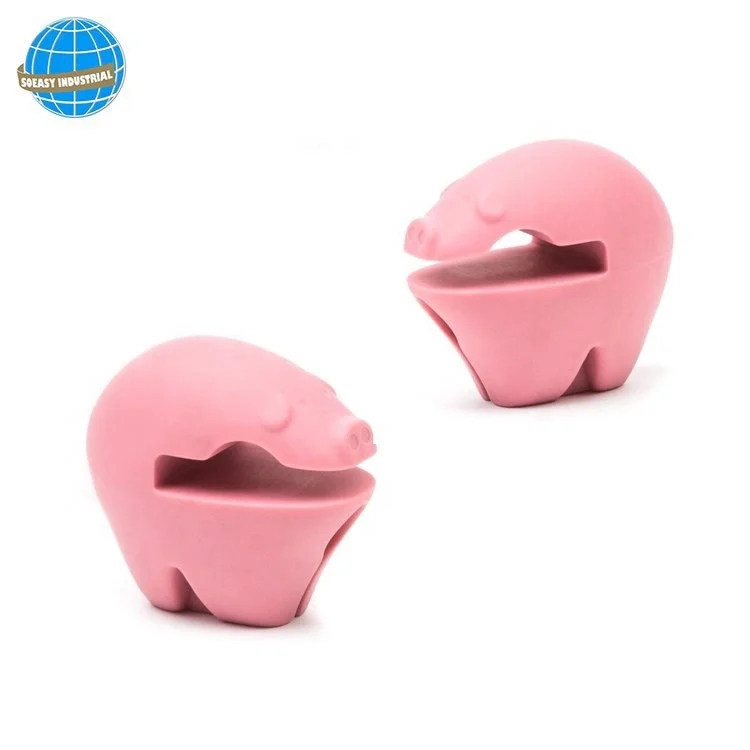 Heat Resistant Silicone pig pot clip spoon rest set