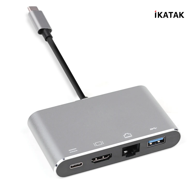 
4 in 1 Highly Speed 4K HDMI 1000M RJ45 Ethernet PD Type USB C to USB 3.0 Adapter 