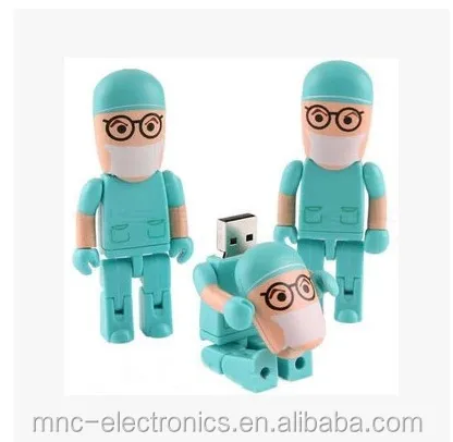 ABS plastic material medical clinic promotion gift custom logo printed 4GB doctor and nurse shape usb stick