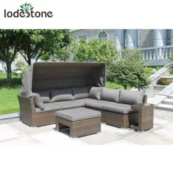 Hot selling garden furniture germany outdoor sectional wicker sofa set canopy