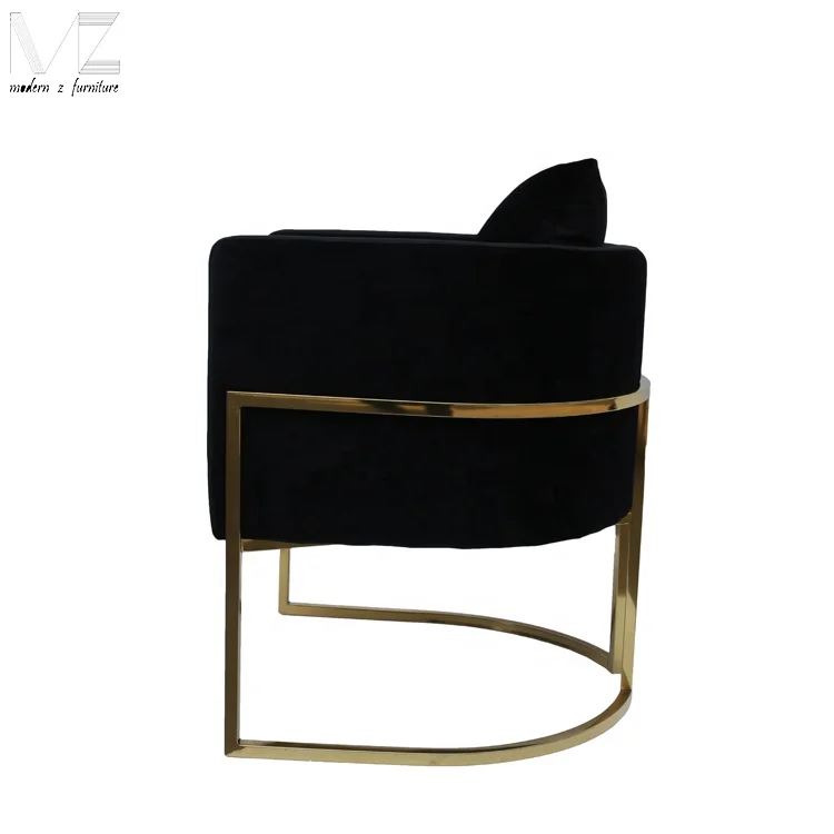 Modern Living Room Furniture Velvet Fabric Wholesale Hotel Chair Luxury Style Leisure Lounge Chair with Stainless Steel Legs