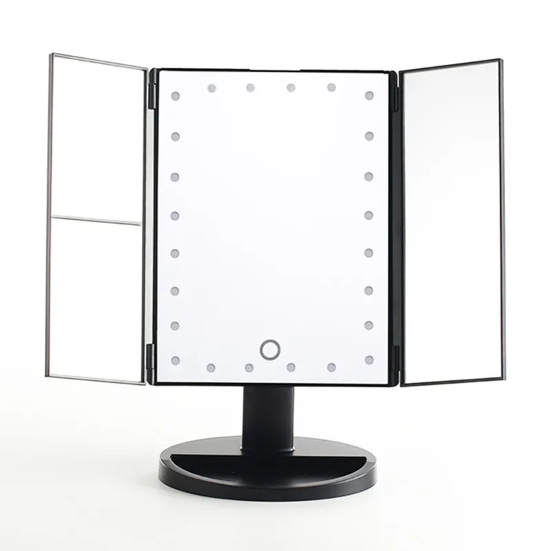 Hot Sell USB Direct Charging Cosmetic Mirror Folding Tri fold LED Makeup Mirror