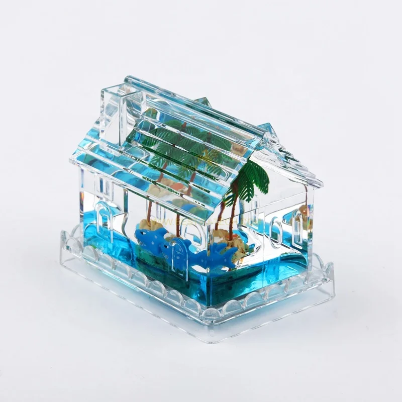Decoration Gift House Shape Desk Organizer Liquid Filled Paperweight