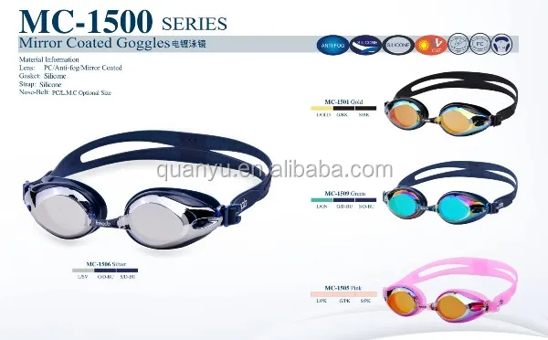 Chinese factory top selling swimming goggles prescription with rainbow coating lens