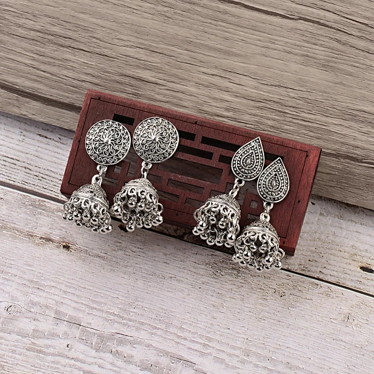 Wholesale Alloy Waterdrop Earring Silver Plated Jewelry Fashion  Indian Earrings jhumka  for Women