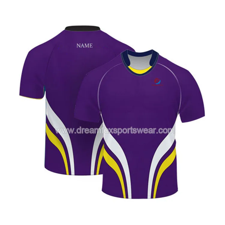 breathable and confortabal fabric youth team training rugby jersey shirt cheap sublimation printed rugby t shirt